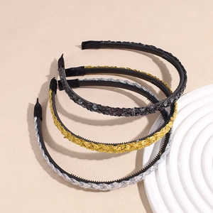 Lot de quatre serre-têtes pailletés antidérapants en or argent et gris avec peigne intérieur