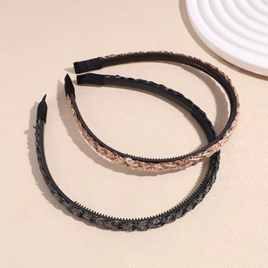 Lot de deux serre-têtes minimalistes antidérapants en doré et noir avec tresse chic