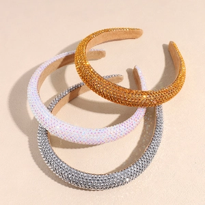 Serre-têtes rembourrés en strass brillants en couleurs or, argent et blanc irisé