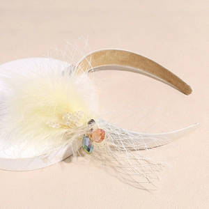 Elegant vintage feather and mesh headband with sparkling crystals for wedding banquets