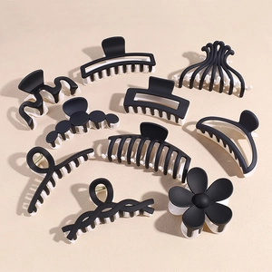 Pince à Cheveux Mate pour Femmes Grand Bloc de Couleur Géométrique Fleur Pince Crabe Accessoires de Cheveux