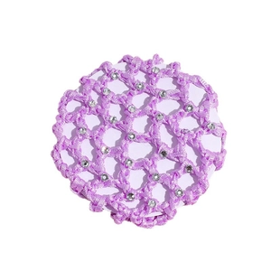 Purple crochet hair snood with rhinestones for nurses and flight attendants