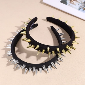 Fascia per Capelli Punk Rivetto Larga per Donna Cerchietto con Punte Gotico Fatto a Mano Moda Accessori per Capelli Festa