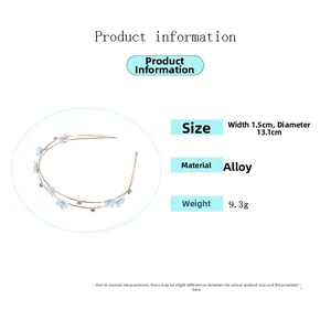 Detailed size specifications of double-layered floral headband with blue cherry blossoms