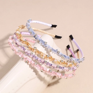 Korean Style Elegant Thin Rhinestone Headband Crushed Artificial Crystal Hair Hoop For Women Sweet Hair Accessories