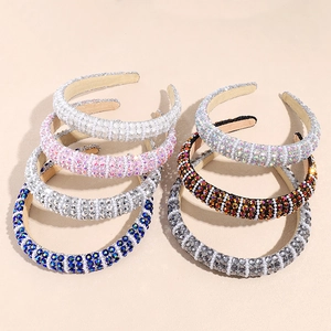 Baroque Padded Headband For Women Luxury Rhinestone Artificial Pearl Sponge Hair Hoop Vintage Thick Hair Band Fashion Hair Accessories