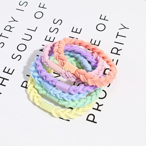 Korean Style Braided Hair Ties High Elastic Macaron Color Ponytail Holder For Women Girls Simple Fabric Woven Hair Rope Scrunchie