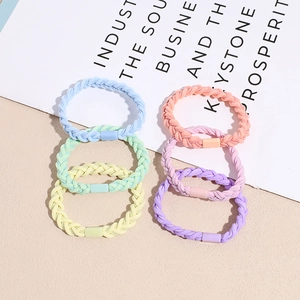 6-pack macaron colors braided elastic hair ties for women with minimalist style