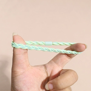 Braided mint green elastic hair tie with high stretch for women minimalist ponytail holder