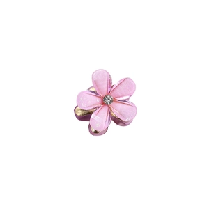 Mini rosa Kamelien-Haarklammer mit Kristall-Strasssteinen und schimmernden Blütenblättern