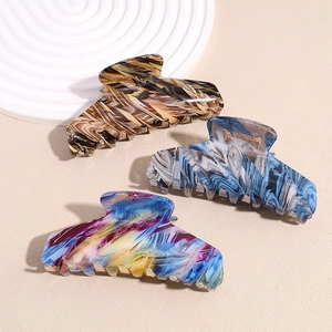 Pinza per Capelli in Acetato con Texture Marmo Retrò per Donna Moda di Lusso Grande Clip a Squalo Accessori per Capelli