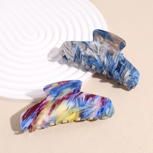 Eleganti mollette per capelli con motivo marmorizzato in resina acetata blu e viola