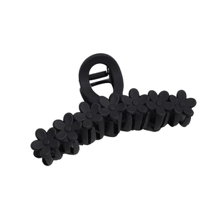 Matte black 13cm shark hair claw clip with cute daisy flower design for women