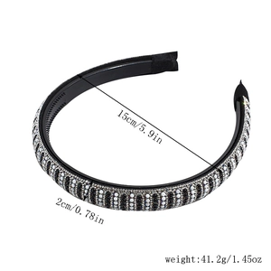 Baroque sponge headband with pearls and rhinestones showing 15cm diameter dimensions