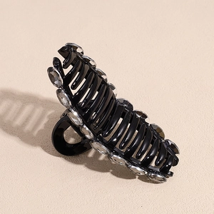 Pince à cheveux noire luxueuse avec cristaux gris brillants pour une coiffure élégante