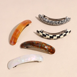 French Vintage Acetate Hair Clip Elegant Leopard Checkerboard Pattern Barrette Fashion Hair Accessories For Women Daily