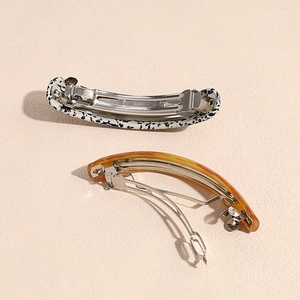 Elegant acetate hair clips set with leopard pattern and monochrome marble finish