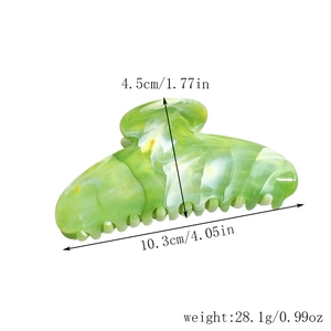 Detailed dimensions of 10.3cm large emerald green marbled acetate hair claw clip