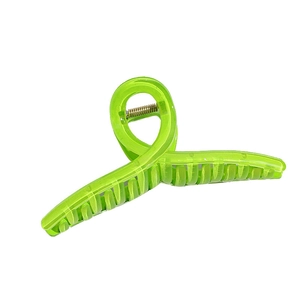 Grande pince à cheveux 13cm vert néon translucide pour femmes au style coréen
