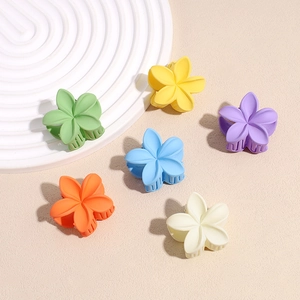 Lot de six pinces à cheveux fleur de frangipanier mate en couleurs pastel variées
