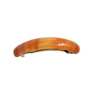 Elegant amber leopard pattern acetate hair clip with silver metal spring base for women