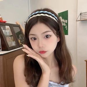 Sweet wavy candy-colored headbands in sky blue and cream white for girls accessories
