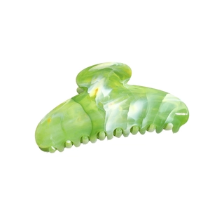Starry sky acrylic hair claw clip with green marble texture and round tooth design