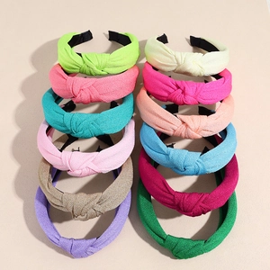 Fashion Solid Color Wide Fabric Knot Headband For Women Cross Twisted Hairband Daily Hair Accessories