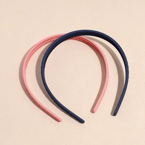 Frosted plastic matte headbands in pink and navy blue with non-slip inner teeth