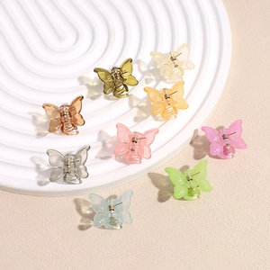 Mini Schmetterling Haarkrallen Clips Für Damen Mädchen Bunte Kunststoff Harz Kleine Nadeln Gelee Matt Bonbonfarbe Haarschmuck