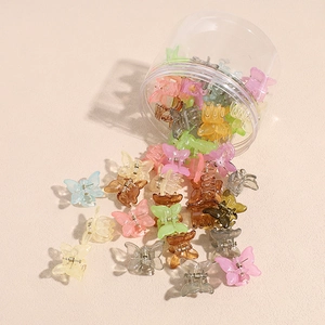 Bunte Schmetterling Mini-Haarklammern Set in transparentem Aufbewahrungsglas