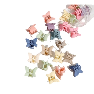 Mini-Schmetterlings-Haarspangen Set in bunten Pastellfarben aus mattem Kunststoff