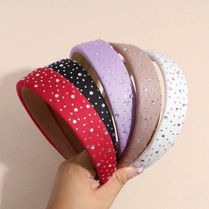 Baroque style padded headbands with rhinestones in 5 colors for women hair styling
