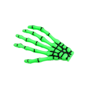 Pince à cheveux main de squelette vert fluo avec détails d'os noirs pour Halloween