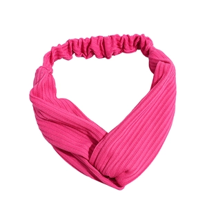 Bandeau de yoga en tricot côtelé rose rouge avec dos élastique pour accessoire cheveux