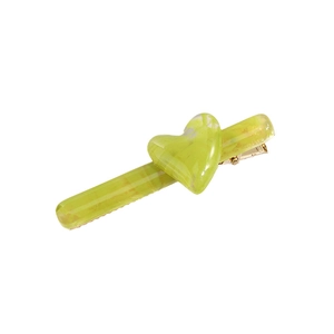 Pince à cheveux cœur marbré vert et jaune avec base en métal doré pour coiffure