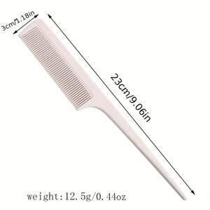 Detailed size specifications of 23cm professional wheat straw tail comb with fine teeth