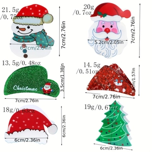 Tableau détaillé montrant les tailles et poids de diverses pinces à cheveux de Noël