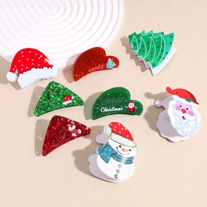 Pinces À Cheveux De Noël Père Noël Bonhomme De Neige Sapin Acrylique Paillettes Accessoires Cheveux Femme Décoration Fête