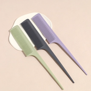 Set of three professional parting combs in green, grey, and purple eco-friendly material
