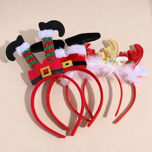 Serre-tête Bois de Renne de Noël Jambes d'Elfe Père Noël Accessoire de Costume pour Fête de Noël Cosplay Femme Fille Bijoux de Cheveux