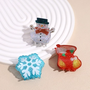 Christmas hair claw clip set with glitter snowman snowflake and stocking shapes