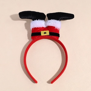 Serre-tête de Noël avec jambes de Père Noël et bottes noires sur base en tissu