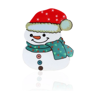 Pince à cheveux bonhomme de neige de Noël avec bonnet rouge et écharpe verte