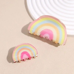 Cute Rainbow Hair Claw Clip Acrylic Glitter Sweet Korean Style Hair Catch Accessories For Women Girls Daily Hair Styling