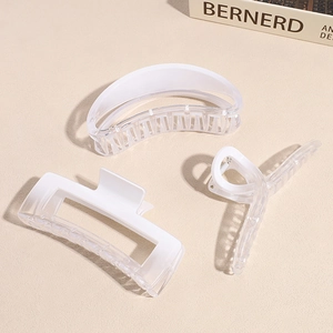 Dreiteiliges Set eleganter französischer Haarklammern aus durchsichtig weißem Acryl für Damen