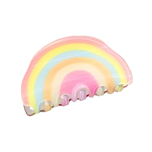 Rainbow acrylic cloud hair claw clip with macaron glitter stripes for women
