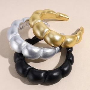 Cerchietto in Similpelle a Nuvola in Spugna per Donna Fascia per Capelli Bombata Alta Oro Argento Nero Accessori Moda