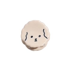 Pinza de pelo con diseño de cachorro animado en acrílico crema para peinados de mujer