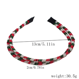 Christmas rhinestone headband dimensions showing 13cm diameter and 2cm width detail